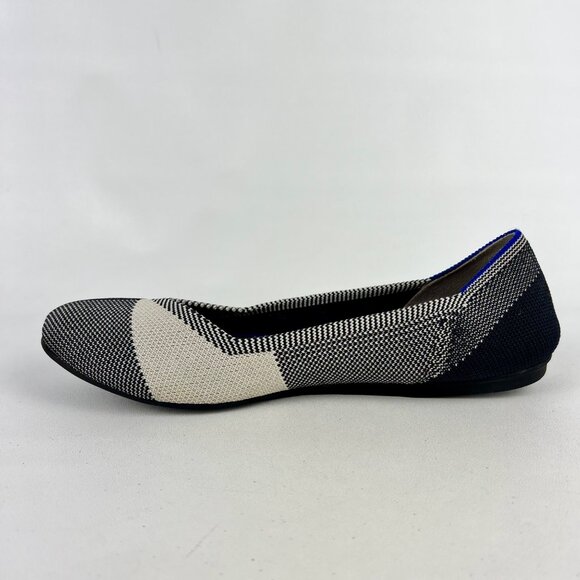 Rothys Womens Cap Toe Buffalo Plaid Round Toe Ballet Flat Black White size 7.5 - Picture 8 of 15